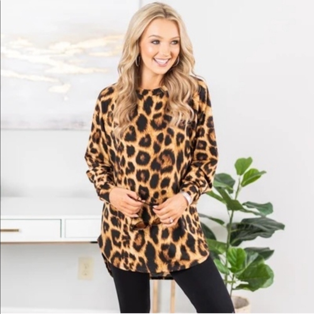 The Mint Julep Leopard Easy Like Sunday Pullover
